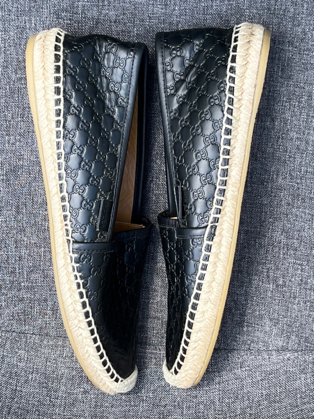Gucci Microguccissima Signature Espadrilles 37 7 7.5 Calfskin Black Leather Shoe - Picture 7 of 16